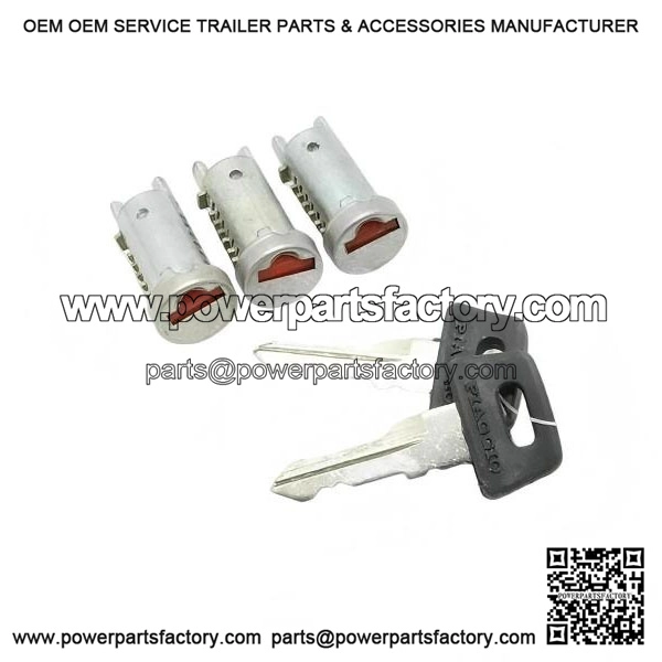 Set of 3 Steering / Toolbox / Seat Lock Barrels with 2 Keys for Vespa PX, T5 & LML.