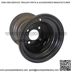 8" x 8.5" Steel Rim Wheel (4 on 4), 4" Bolt Circle, for Go Kart, Golf Cart, Yard Kart