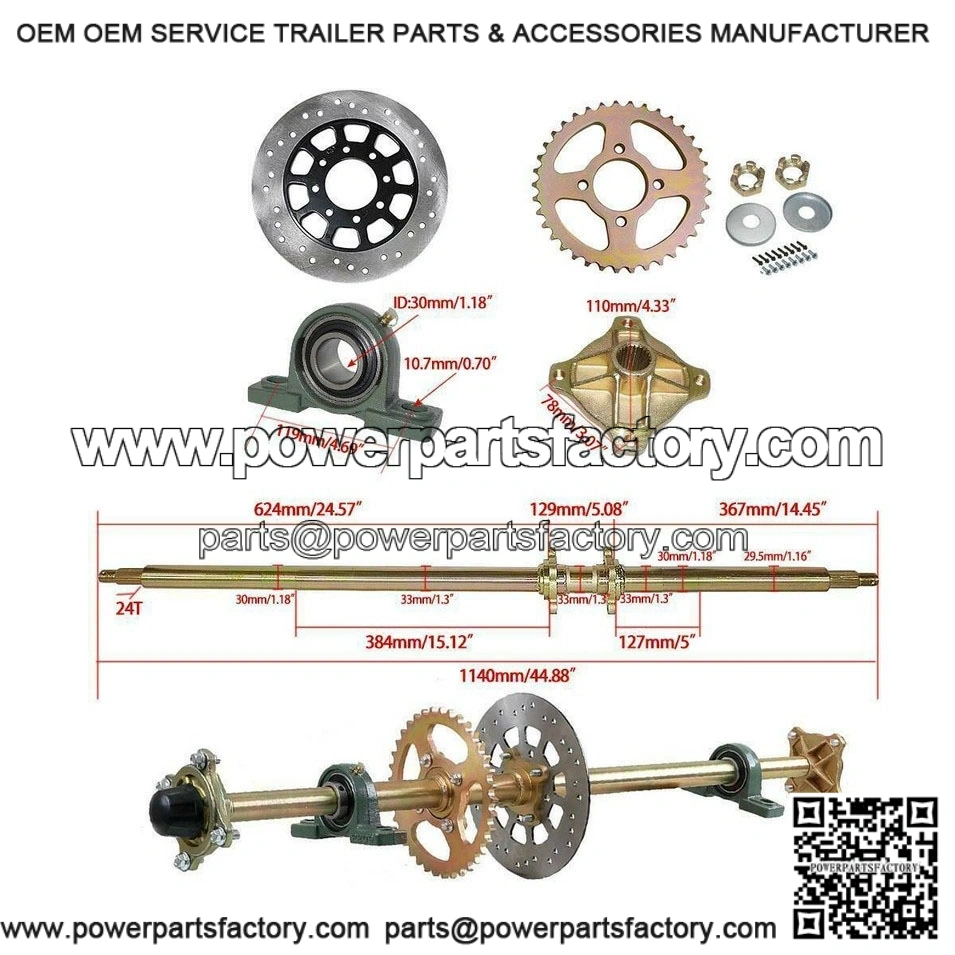 44.8" Complete Rear Live Axle Wheel Hub Kit for Go Kart, Golf Cart, ATV, Buggy, Quad - Image 2